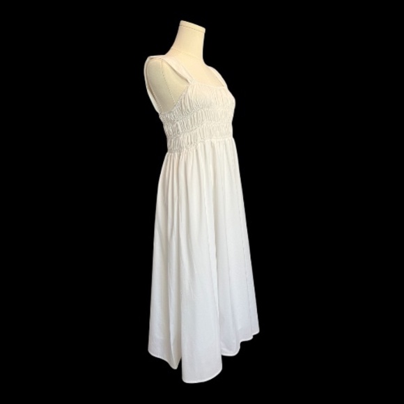๐ ๐คโจ NWOT NANETTE LEPORE White Sleeveless Ruched Midi Dress | Sz 8 - Picture 3 of 9